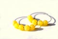 Hoop earrings with yellow agate gemstone, jewelry.
