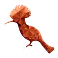 Vector illustration of contour bird hoopoe in low poly orange
