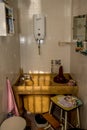 Hoorn, Nederland, March 2022. An old-fashioned bathroom of a 1950s Dutch home.