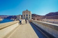 Hoover Dam bypass bridge is open to traffic, and walkway is open to pedestrians Royalty Free Stock Photo