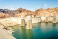 Hoover Dam and Colorado River at the border between Nevada and A