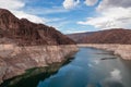 Hoover Dam - The Hoover Dam looking towards Lake Mead from the Mike O\'Callaghan Pat Tillman Memorial Bridge, USA Royalty Free Stock Photo