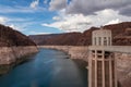 Hoover Dam - The Hoover Dam looking towards Lake Mead from the Mike O\'Callaghan Pat Tillman Memorial Bridge, USA Royalty Free Stock Photo