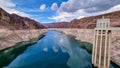 Hoover Dam - The Hoover Dam looking towards Lake Mead from the Mike O\'Callaghan Pat Tillman Memorial Bridge, USA Royalty Free Stock Photo