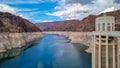 Hoover Dam - The Hoover Dam looking towards Lake Mead from the Mike O\'Callaghan Pat Tillman Memorial Bridge, USA Royalty Free Stock Photo