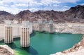 Hoover Dam and Penstock Towers in Lake Mead of the Colorado Rive Royalty Free Stock Photo