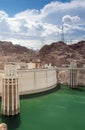 Hoover Dam and Penstock Towers in Lake Mead of the Colorado Rive Royalty Free Stock Photo