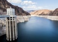 Hoover Dam Towers on the blue Lake Mead - Arizona, AZ Royalty Free Stock Photo