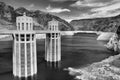 Hoover Dam Towers on the blue Lake Mead, USA Royalty Free Stock Photo