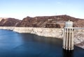 Hoover Dam Towers on the blue Lake Mead, summer day - Arizona, AZ Royalty Free Stock Photo