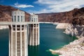 Hoover Dam Towers on the blue Lake Mead, USA Royalty Free Stock Photo