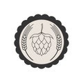 Hop and barley emblem icon label logo. Beer pub emblem. Craft beer logotype. Vector illustration.