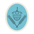 Hop and barley emblem icon label logo. Beer pub emblem. Craft beer logotype. Vector illustration set.