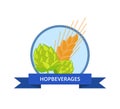 Hop Beverages Logo Golden Wheat Vector Isolated