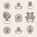 Hop labels and elements set. Collection icon hops. Vector