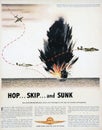 Hop Skip and Sunk poster showing how B-25 Mitchell Bombers sank Japanese war vessels and troop ships, Hangar 3, Pima Air & Space