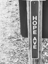 Hope avenue trail sign in black and white Royalty Free Stock Photo