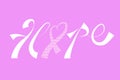 Hope breast cancer awareness ribbon text logo