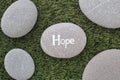 Hope. Bunch of stones lying on green grass Royalty Free Stock Photo