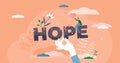 Hope concept, flat tiny person vector illustration