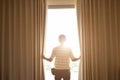 Hope concept, man openning the curtain Royalty Free Stock Photo