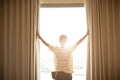 Hope concept, man openning the curtain Royalty Free Stock Photo