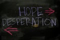 Hope or Desperation written with color chalk concept on the blackboard Royalty Free Stock Photo