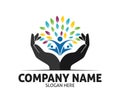 Hope hand charity love compassion vector logo design