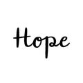 Hope hand lettering on white background