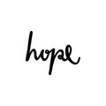 Hope hand lettering on white background