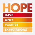 HOPE - Hanging Onto Positive Expectations Royalty Free Stock Photo