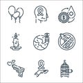hope line icons. linear set. quality vector line set such as bird cage, ribbon, gun, no war, worldwide, candle, exchange, aid