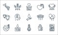 Hope line icons. linear set. quality vector line set such as peace, peace, worldwide, ribbon, blood donor card, lantern, rainbow,