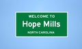Hope Mills, North Carolina city limit sign. Town sign from the USA.