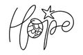 Hope monoline calligraphy text and Christmas Vector religious Nativity Scene of baby Jesus with Mary Joseph and star Royalty Free Stock Photo