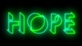 Hope neon glowing text illustration. Neon-colored Hope text.