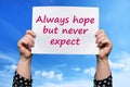Always hope but never expect