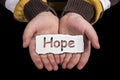 Hope text on hand Royalty Free Stock Photo