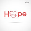 `Hope` typographical.Hope word icon.Breast Cancer October Awareness Month Campaign Background