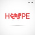 `Hope` typographical.Hope word icon.Breast Cancer October Awareness Month Campaign Background