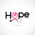 Hope typographical.Hope word icon.Breast Cancer October Awareness Month Campaign Background.
