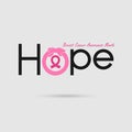 `Hope` typographical.Hope word icon.Breast Cancer October Awareness Month Campaign Background