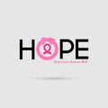 Hope typographical.Hope word icon.Breast Cancer October Awareness Month Campaign Background.