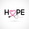 Hope typographical.Hope word icon.Breast Cancer October Awareness Month Campaign