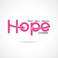 `Hope` typographical.Hope word icon.Breast Cancer October Awareness Month Campaign Background Royalty Free Stock Photo