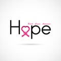 Hope typographical.Hope word icon.Breast Cancer October Awareness Month Campaign Background. Royalty Free Stock Photo