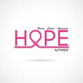 Hope typographical.Hope word icon.Breast Cancer October Awareness Month Campaign Royalty Free Stock Photo