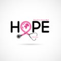 Hope typographical.Hope word icon.Breast Cancer October Awareness Month Campaign Royalty Free Stock Photo