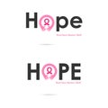 Hope word icon.Breast Cancer October Awareness Month Campaign