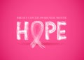 Hope word with pink ribbon symbol. Breast cancer awareness month. Vector illustration. Royalty Free Stock Photo